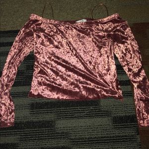 Pink velvet material long sleeve